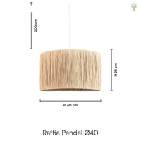 Raffia Taklampe Ø40