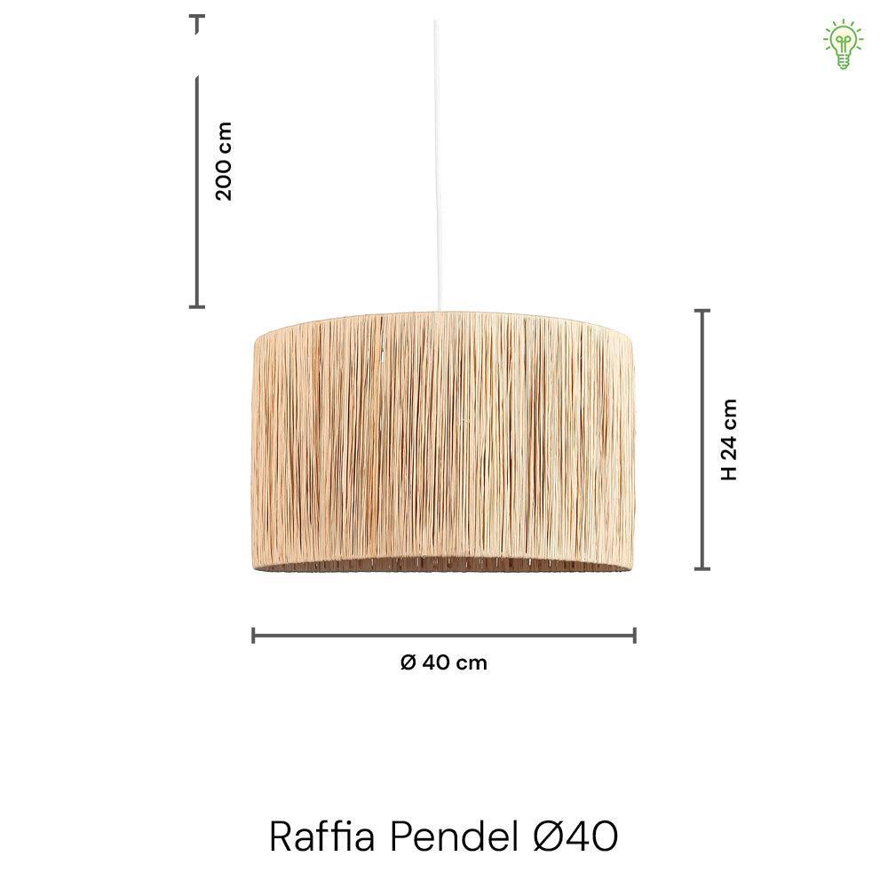 Raffia Taklampe Ø40