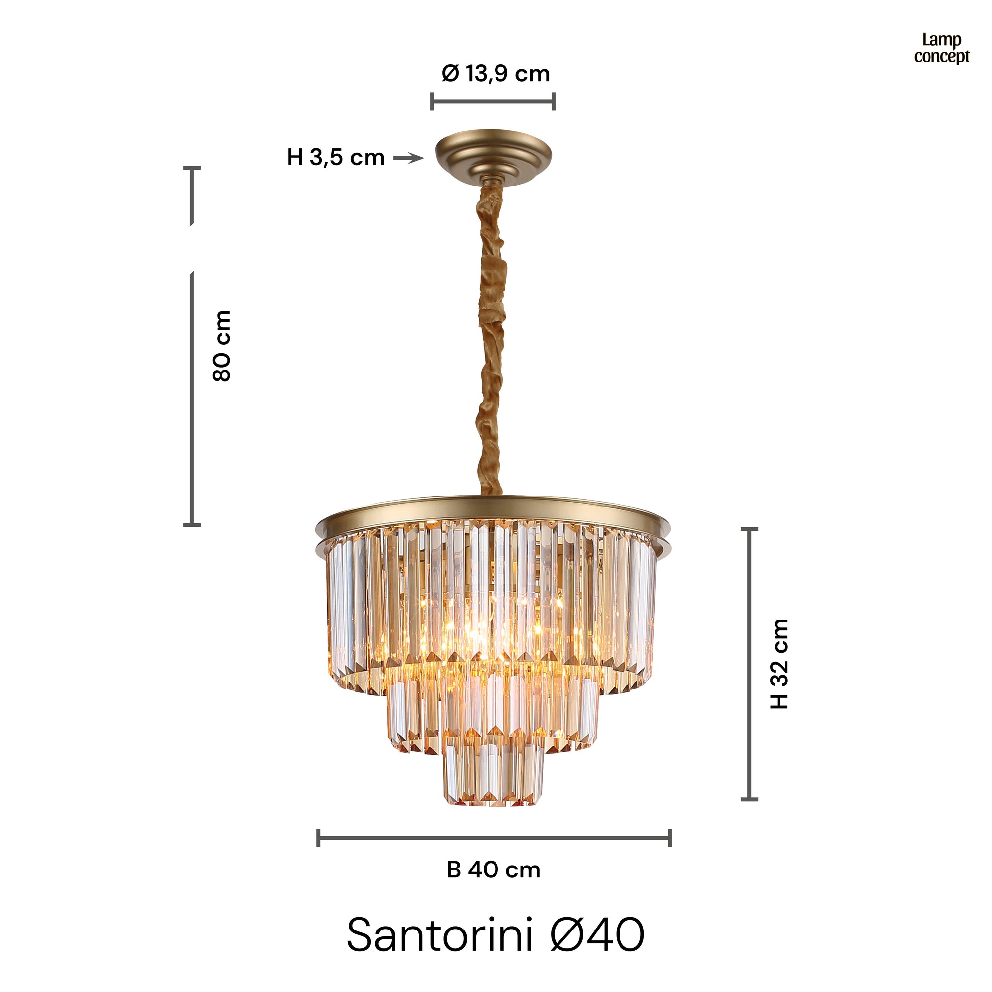 Santorini Lysekrone Ø40 Amber