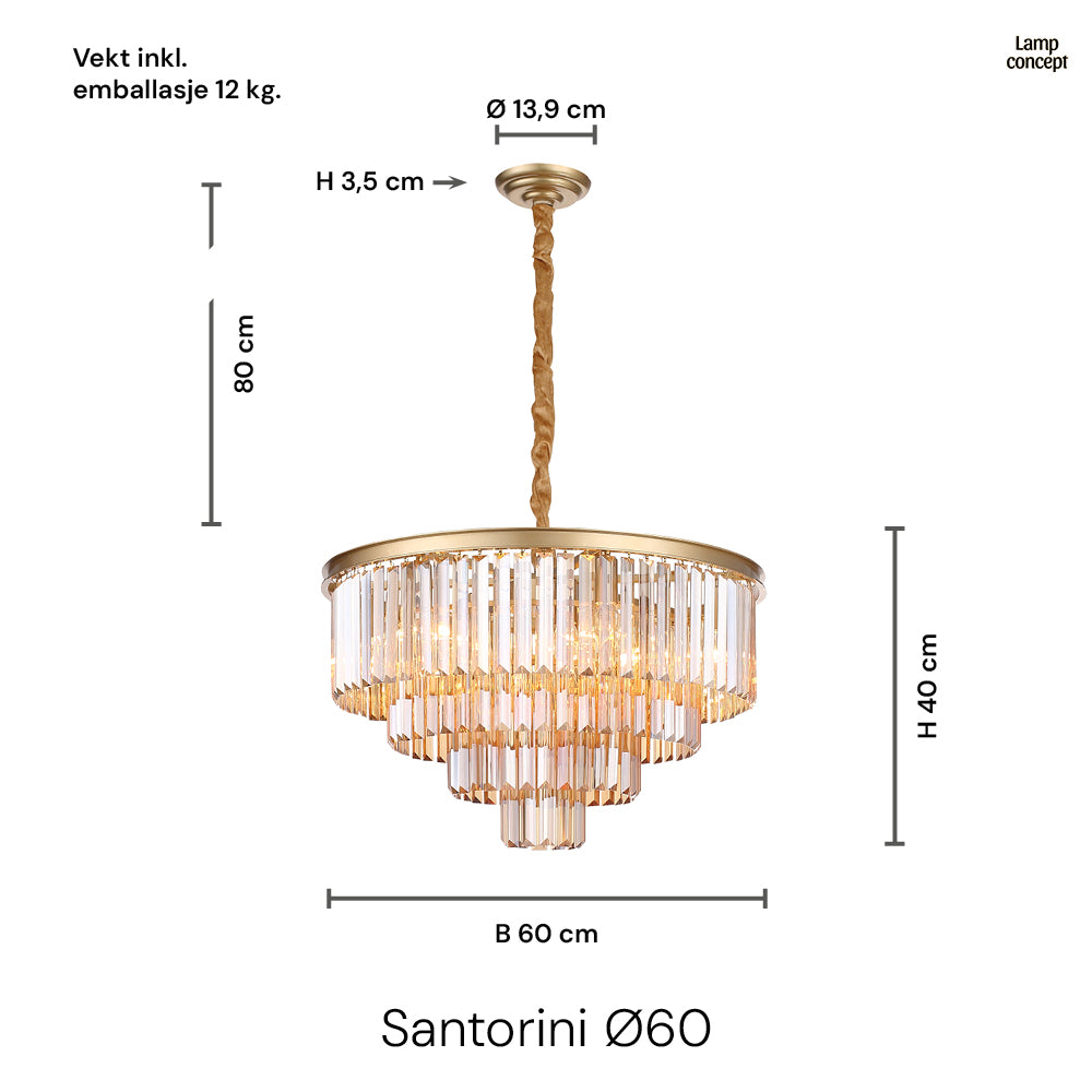 Santorini Lysekrone Ø60 Amber
