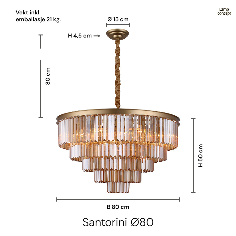 Santorini Lysekrone Ø80 Amber