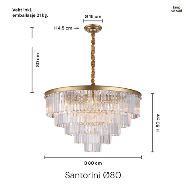 Santorini Lysekrone Ø80 Klar