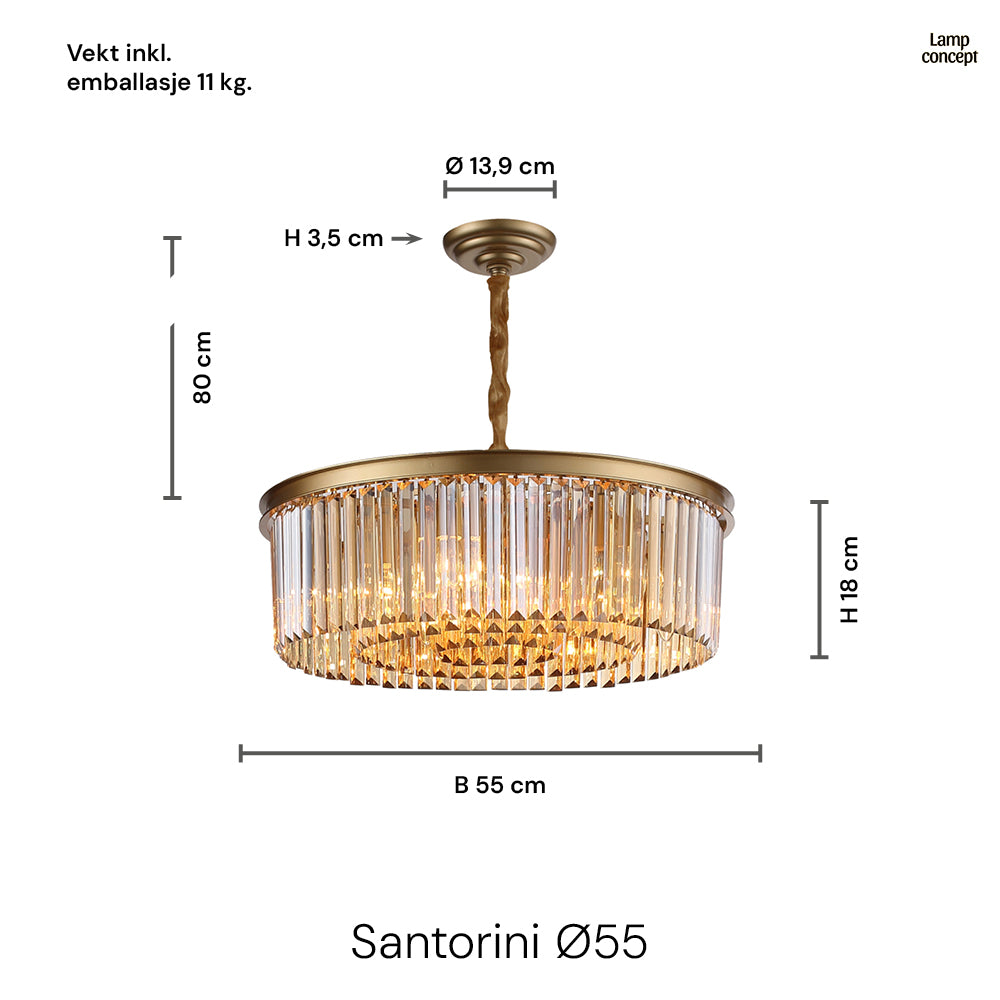 Santorini Lysekrone Ø55 Amber