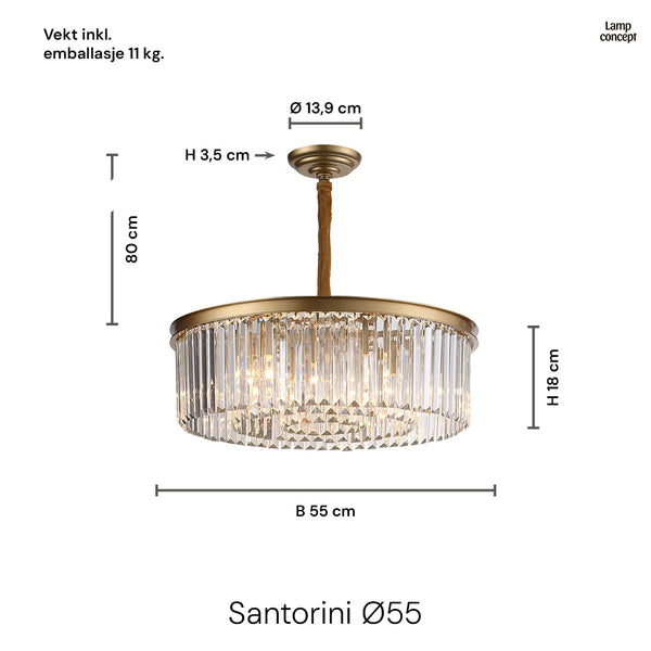 Santorini Lysekrone Ø55 Klar