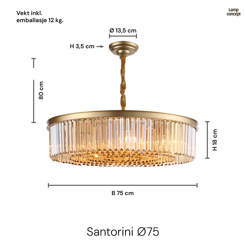 Santorini Lysekrone Ø75 Amber