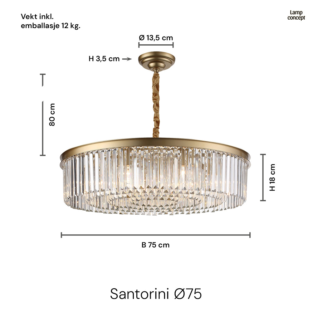 Santorini Lysekrone Ø75 Klar