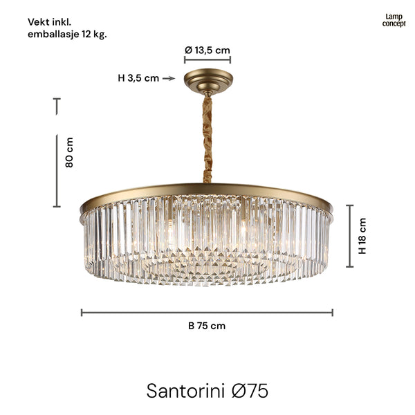 Santorini Lysekrone Ø75 Klar
