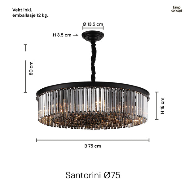Santorini Lysekrone Ø75 Smoke