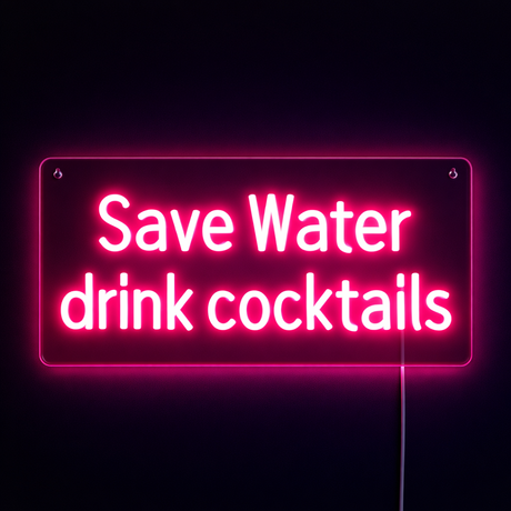 Save Water Drink Cocktails Neon Vegglampe