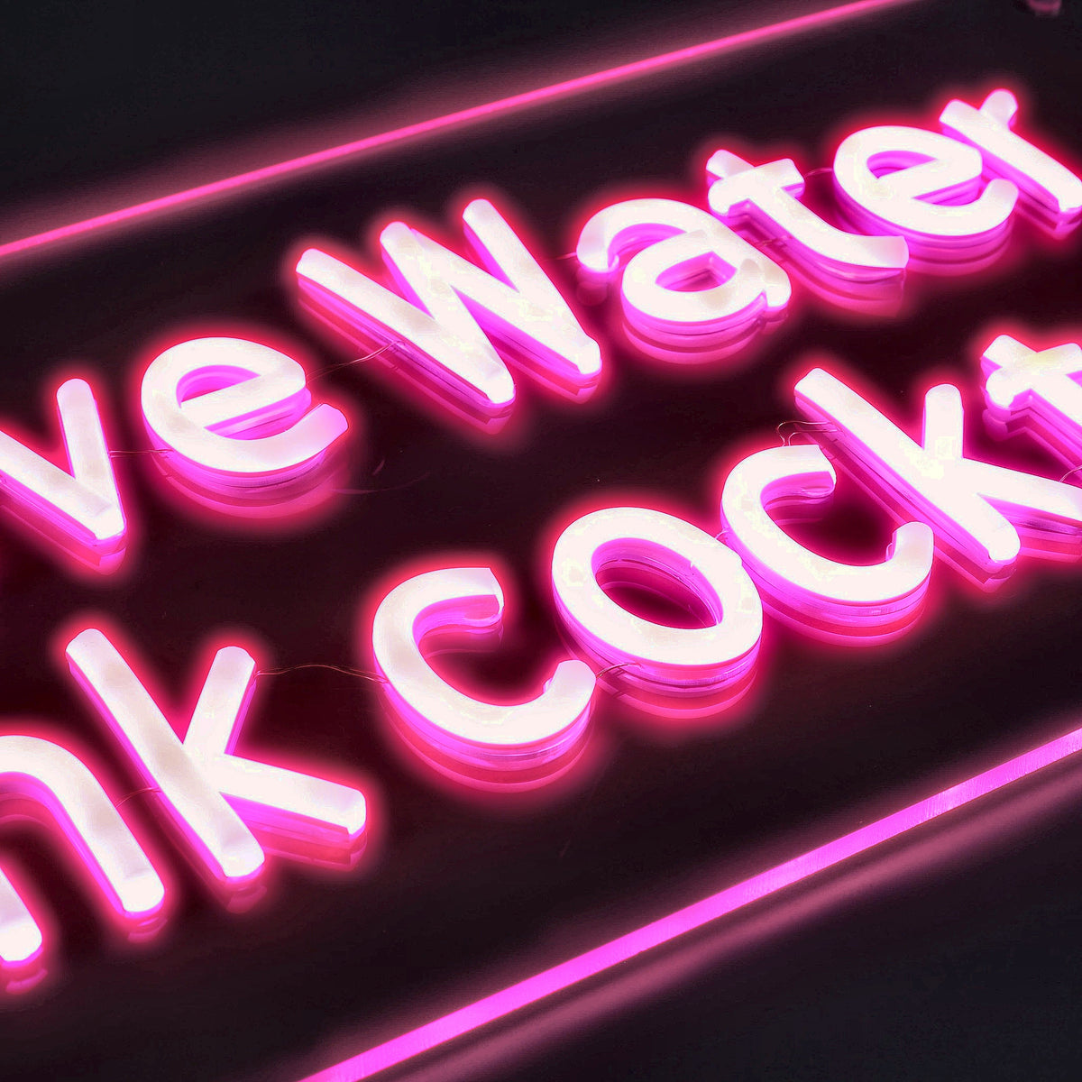Save Water Drink Cocktails Neon Vegglampe