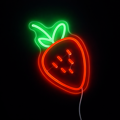 Jordbær Neon Vegglampe