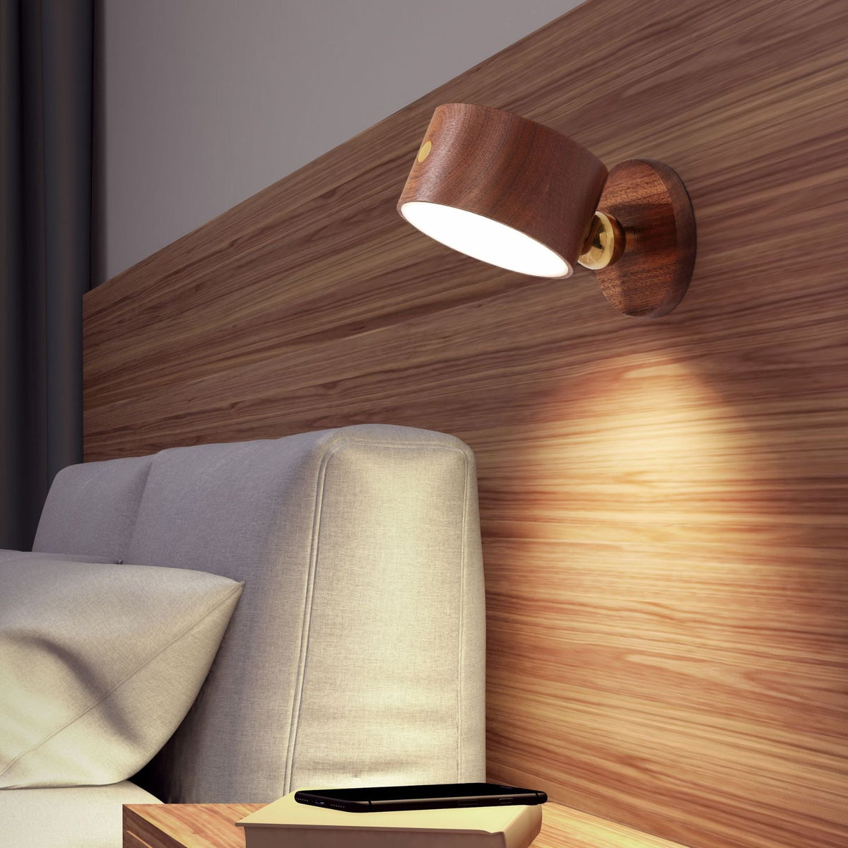 Bjørk Trådløs Vegglampe Mørk