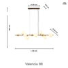 Valencia Langbordslampe Messing/Amber