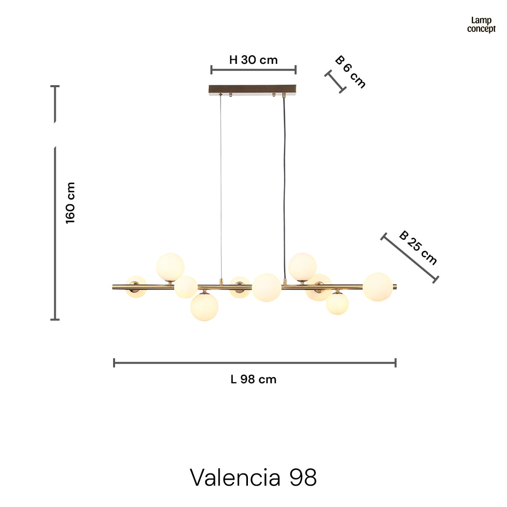 Valencia Langbordslampe Messing/Smoke