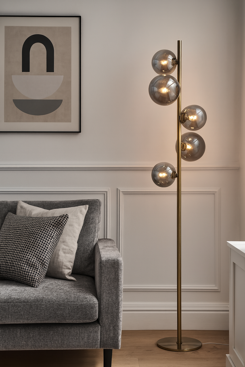 Valencia Gulvlampe Messing/Smoke