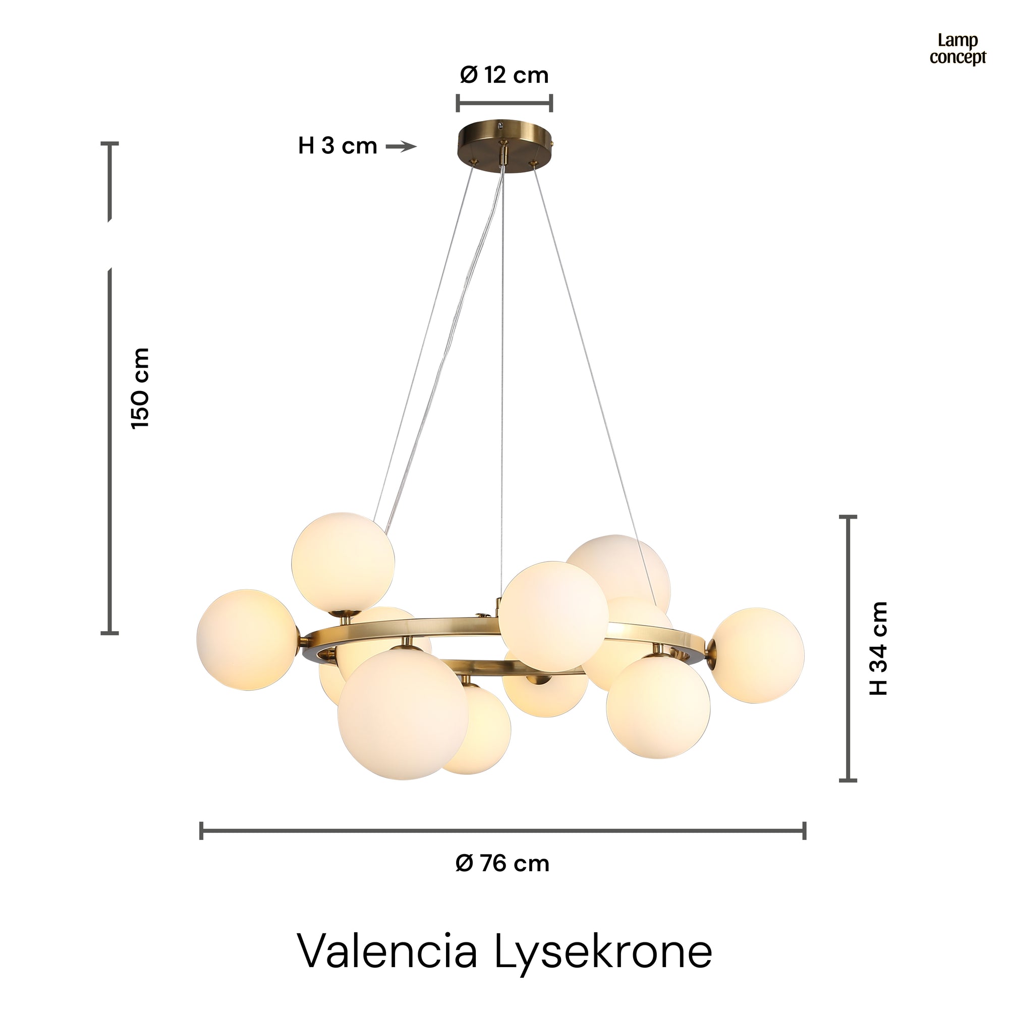Valencia Lysekrone Messing/Opal