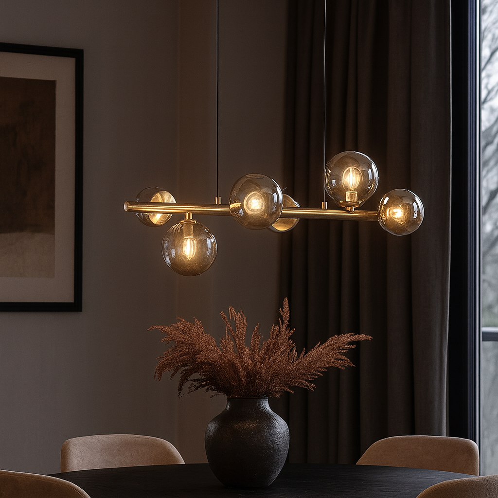 Valencia Langbordslampe 63cm Messing/Smoke