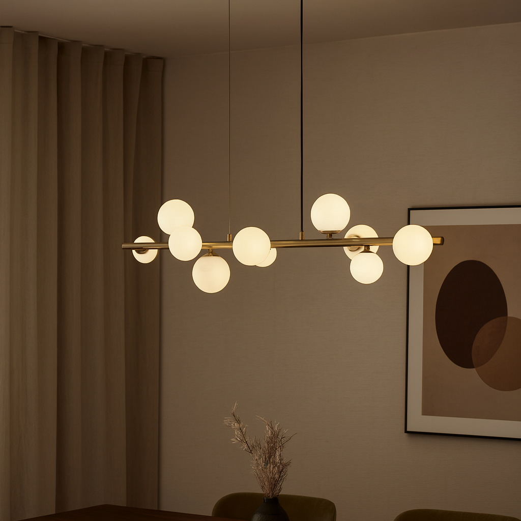 Valencia Langbordslampe Messing/Opal