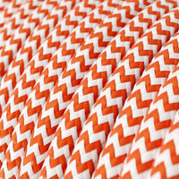 Textilkabel Orange/Vit Randigt-Lampconcept.se