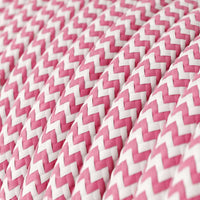 Textilkabel Fuchsia/Vit Randigt-Lampconcept.se