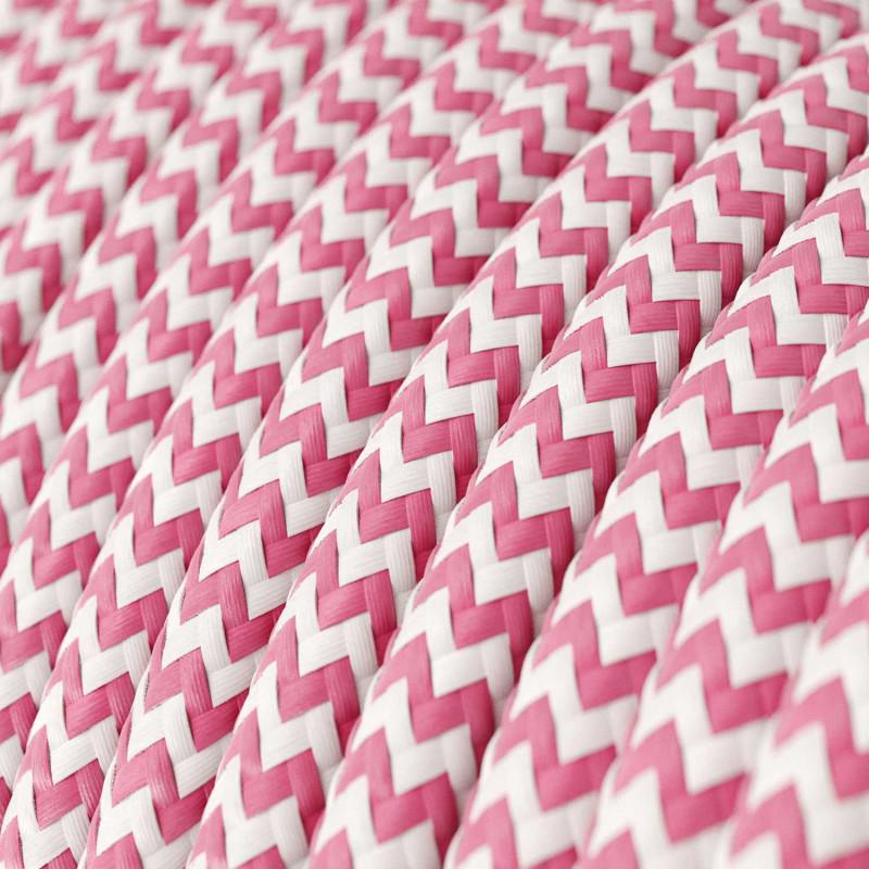 Textilkabel Fuchsia/Vit Randigt-Lampconcept.se