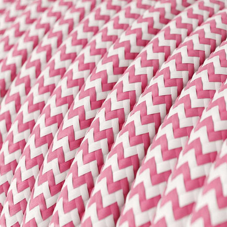 Textilkabel Fuchsia/Vit Randigt-Lampconcept.se