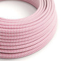 Tekstilkabel Fuksia/Hvit Stripet