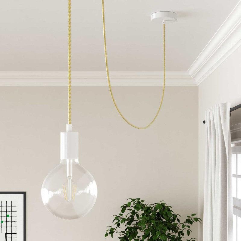 Textilkabel Gul/Vit Randig-Lampconcept.se