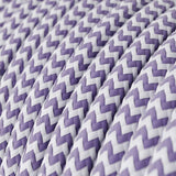 Textilkabel Violett Lila/Vit Randigt-Lampconcept.se