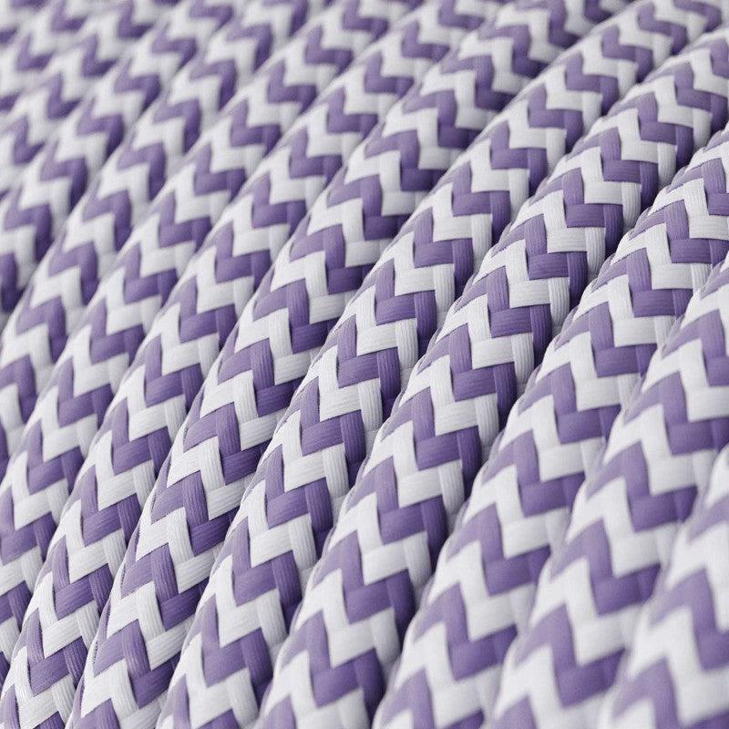 Textilkabel Violett Lila/Vit Randigt-Lampconcept.se