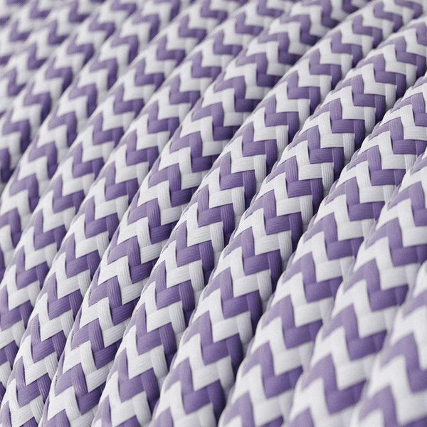 Textilkabel Violett Lila/Vit Randigt-Lampconcept.se