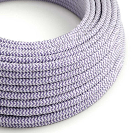 Textilkabel Violett Lila/Vit Randigt-Lampconcept.se