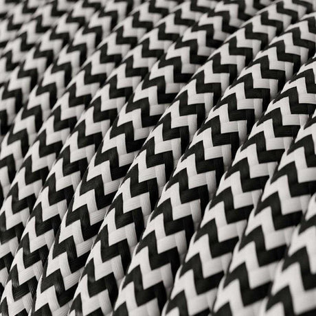 Textilkabel Svart/Vit Zig Zag-Lampconcept.se