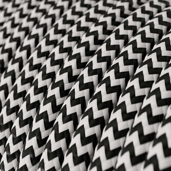 Textilkabel Svart/Vit Zig Zag-Lampconcept.se