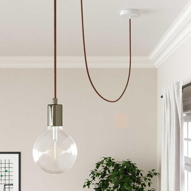 Textilkabel Guld/Burgundy-Lampconcept.se