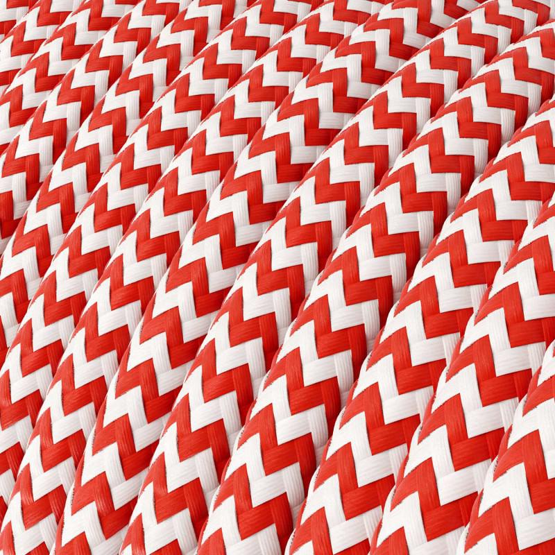 Textilkabel Zig Zag Röd/Vit-Lampconcept.se