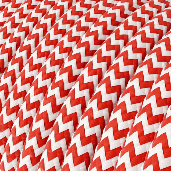 Textilkabel Zig Zag Röd/Vit-Lampconcept.se