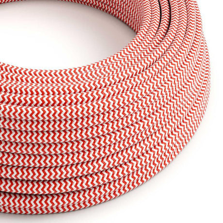 Textilkabel Zig Zag Röd/Vit-Lampconcept.se