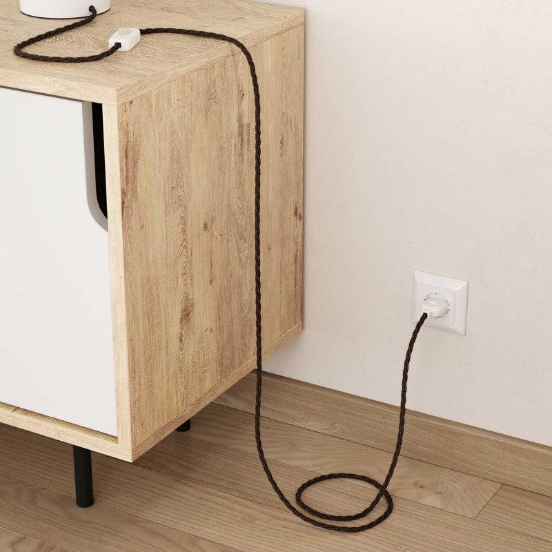 Tvinnad Textilkabel Brun Linne-Lampconcept.se