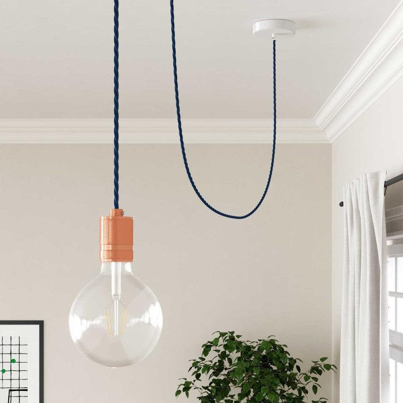 Tvinnad Textilkabel Mörkblå-Lampconcept.se