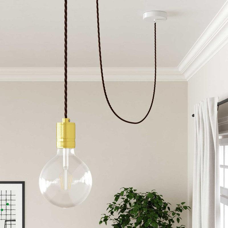 Tvinnad Textilkabel Svart/Whisky-Lampconcept.se