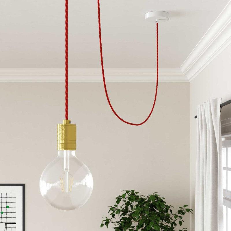 Tvinnad Textilkabel Röd-Lampconcept.se