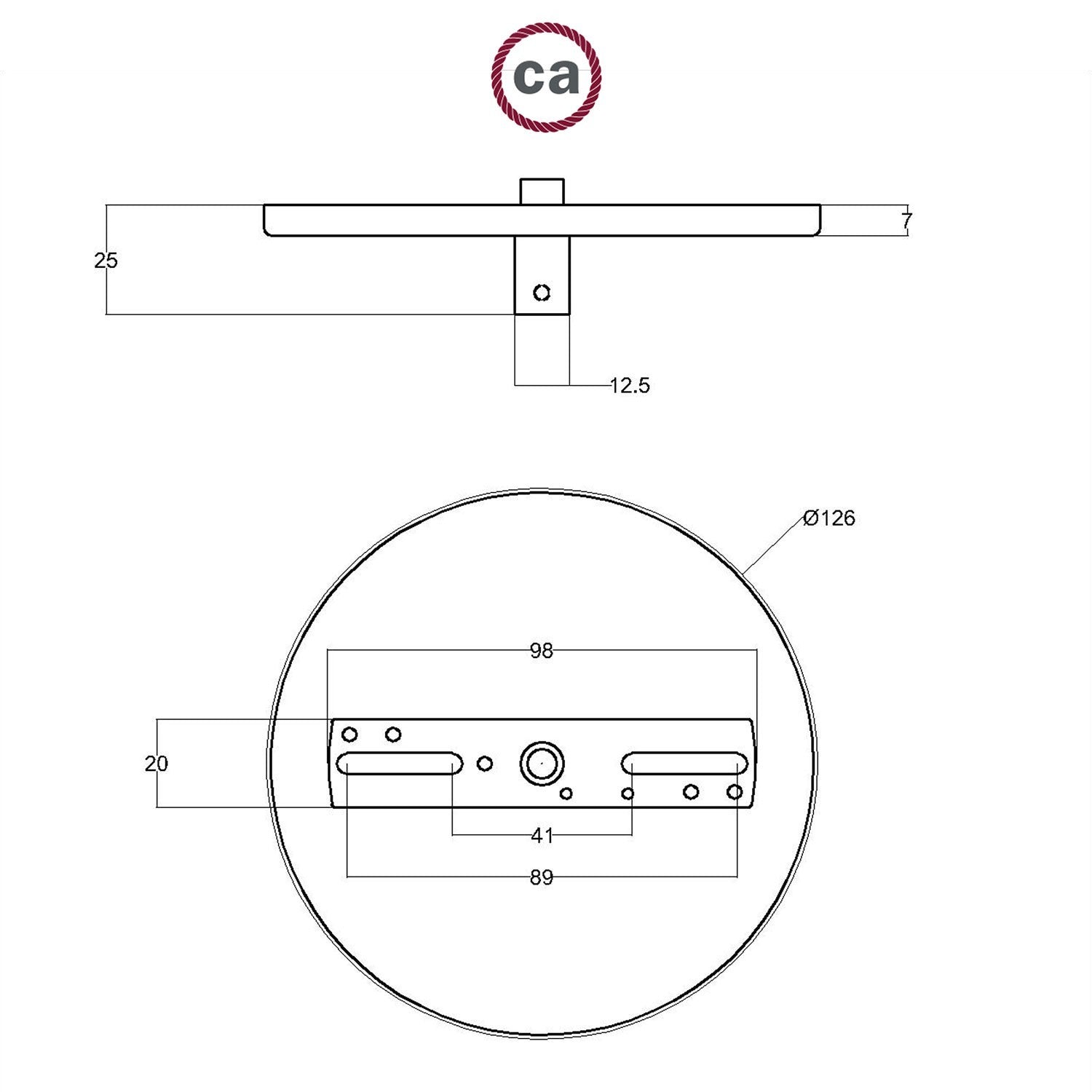 Roset Til 1 Lampe Ø12 Smal
