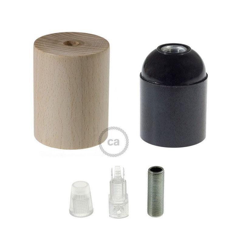 Lamphållare E27 Cylinder Trä-Lampconcept.se