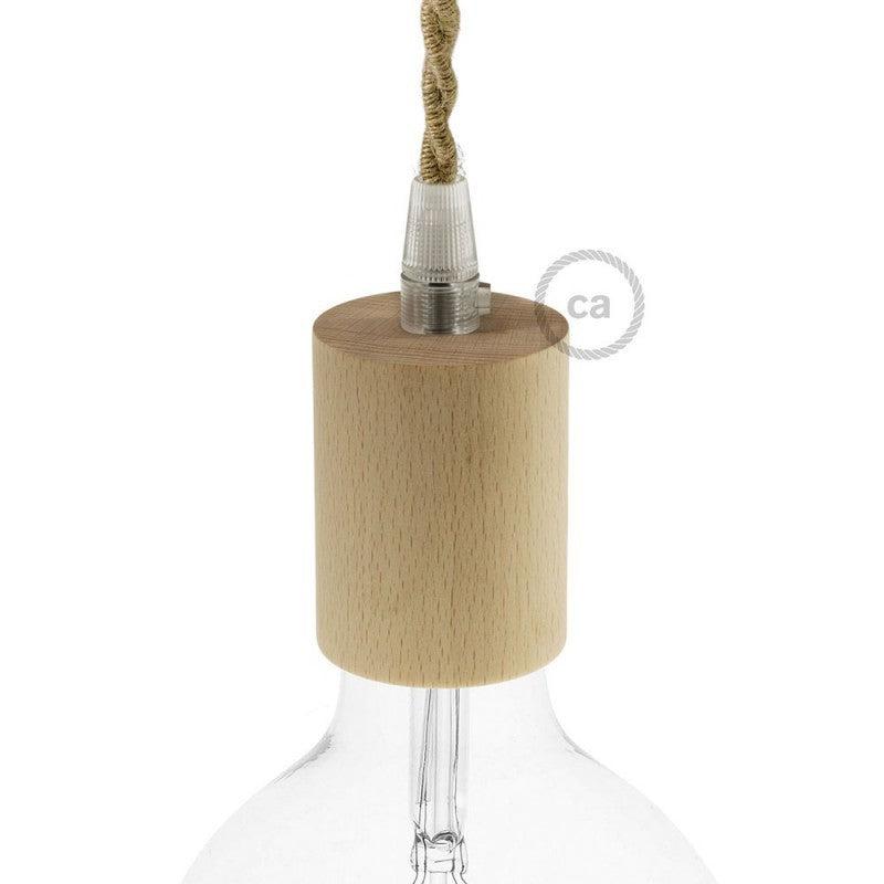 Lamphållare E27 Cylinder Trä-Lampconcept.se