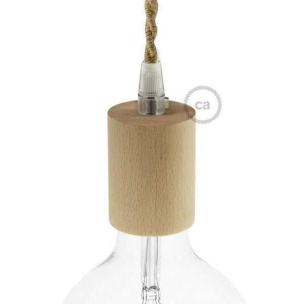 Lamphållare E27 Cylinder Trä-Lampconcept.se