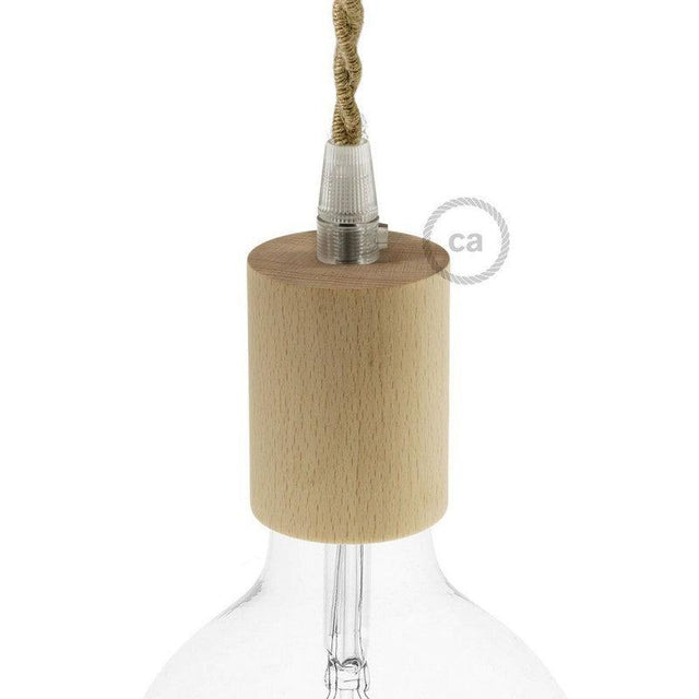 Lamphållare E27 Cylinder Trä-Lampconcept.se