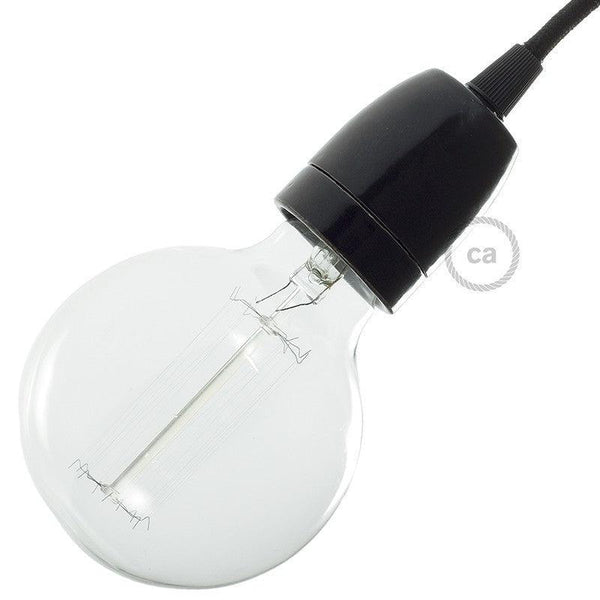 Porslin E27 Sockel Kit Svart-Lampconcept.se