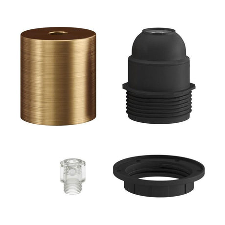 Lamphållare E27 Med Ring Borstad mässing-Lampconcept.se