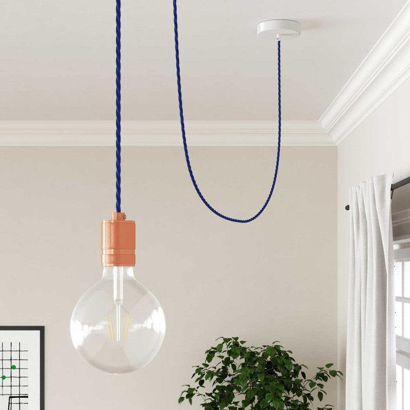 Tvinnad Textilkabel Blå-Lampconcept.se